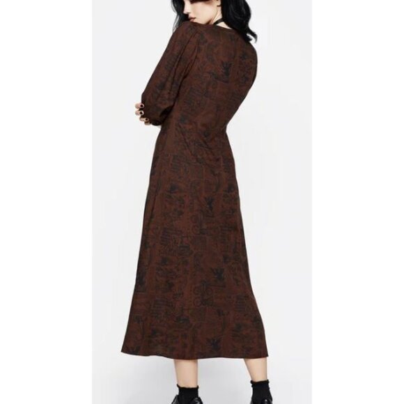 Disturbia Daemonologie Woodcut Print Button Up Midaxi Dress Women Size US 6 NWT - Picture 2 of 16